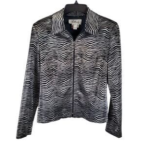 Vintage Joseph Ribkoff Metallic Silver Blazer 8 Mob Wife Office Siren